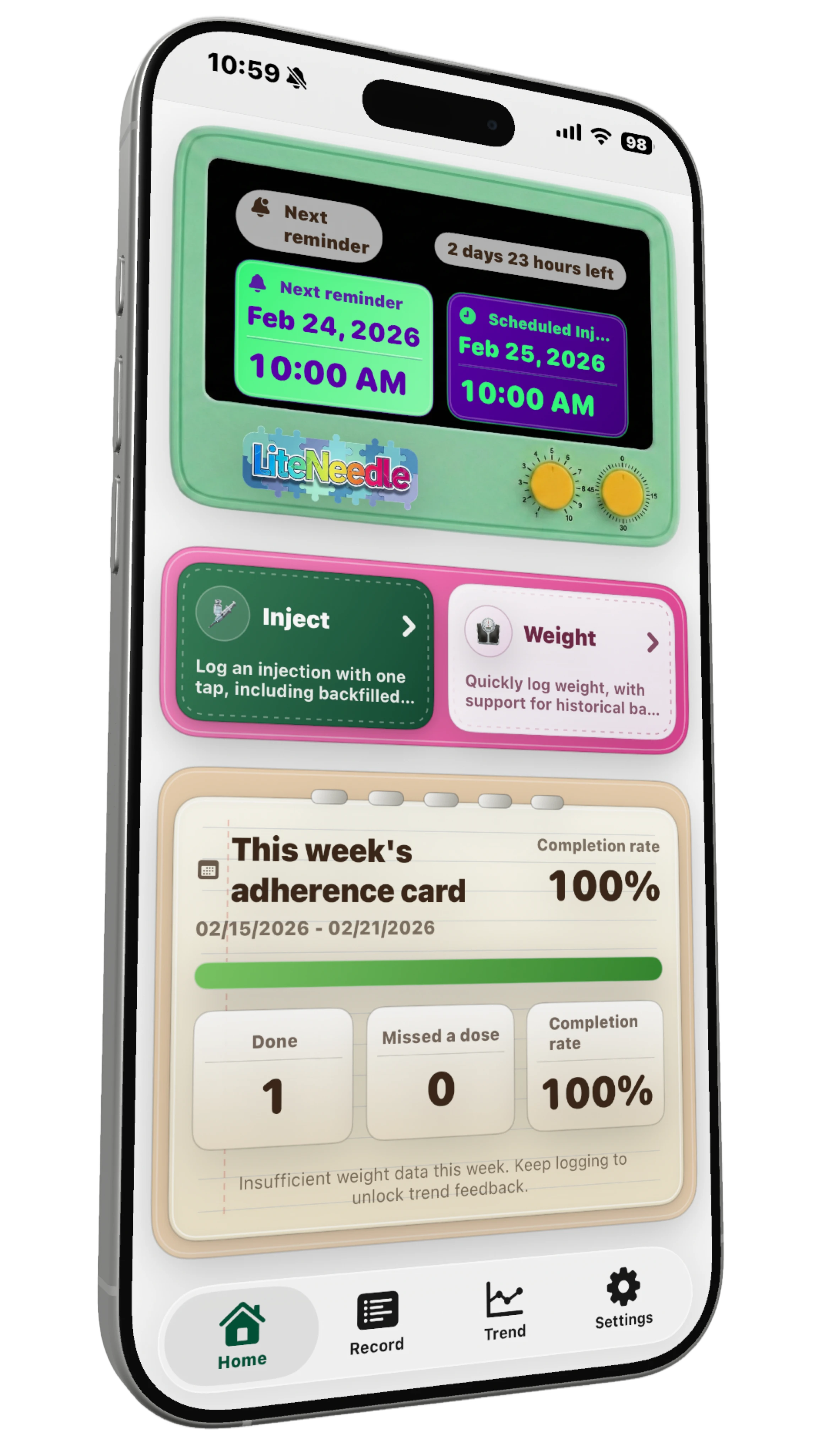 LightNeedle home screen