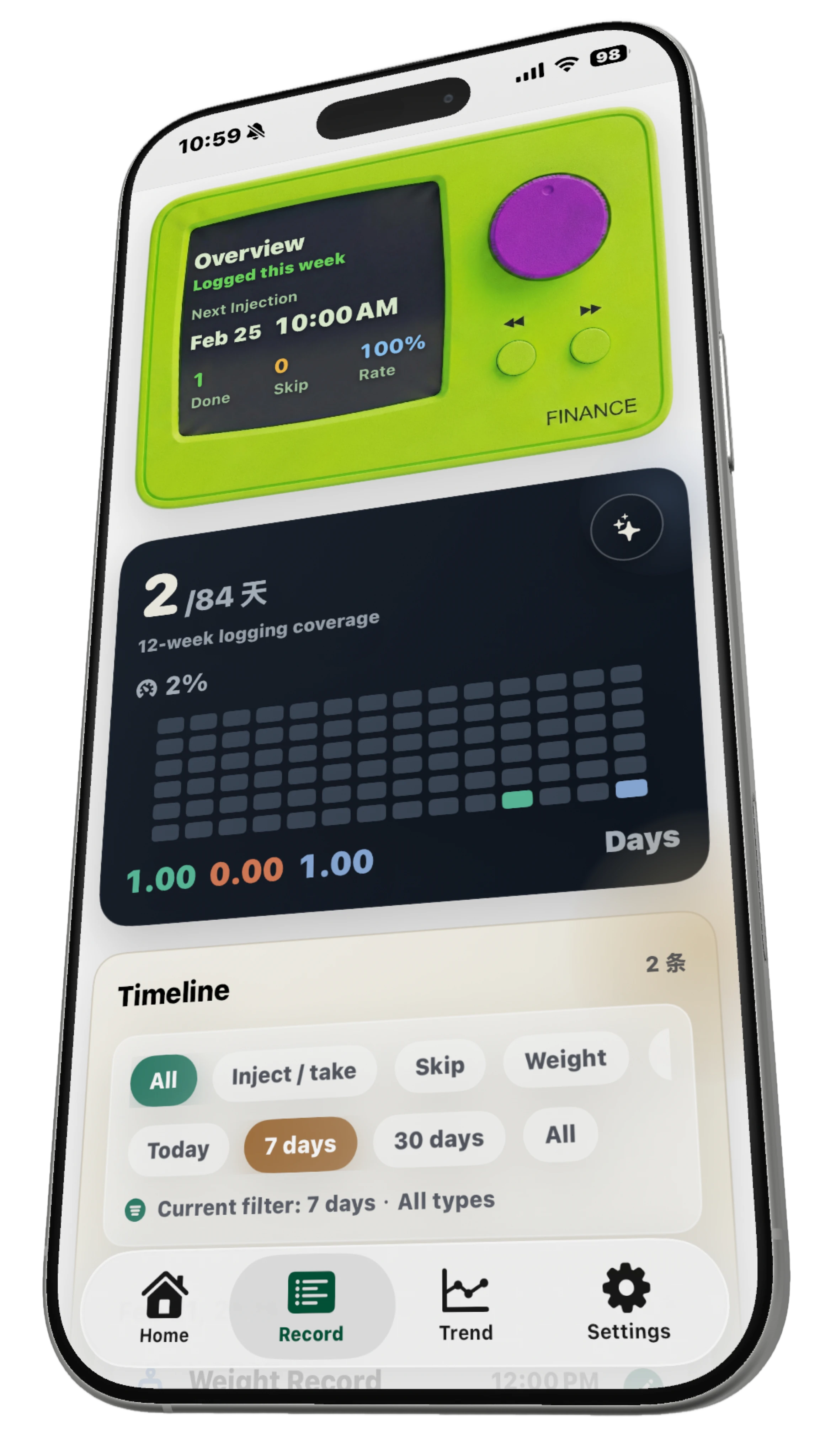 Execution timeline screen