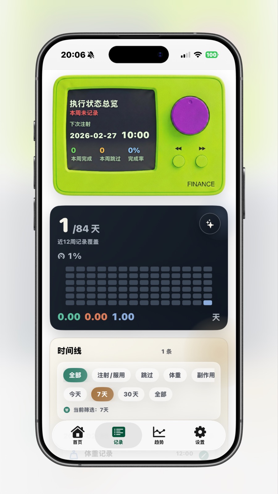 Execution timeline screen
